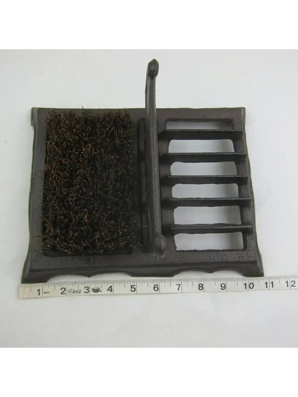 Cast Iron Boot Scraper & Brush Antique Brown Scroll Leaf Design NEW